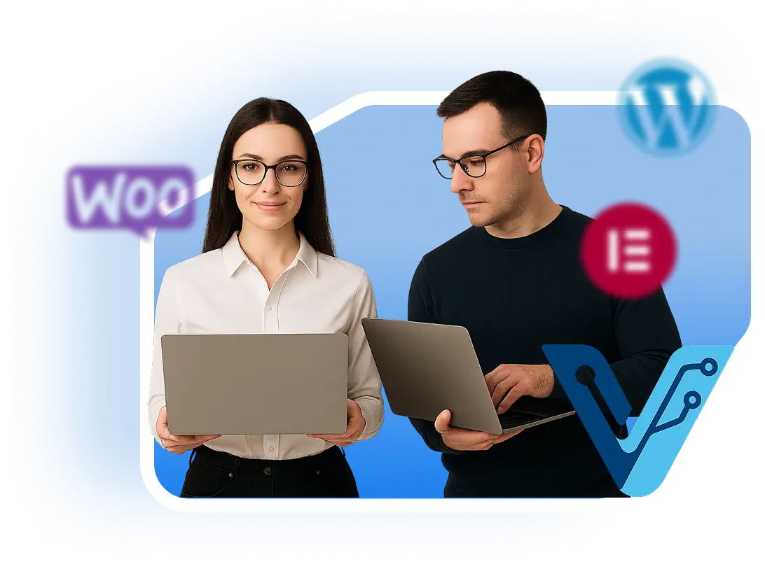 Profissionais desenvolvendo sites com WordPress, Elementor e WooCommerce